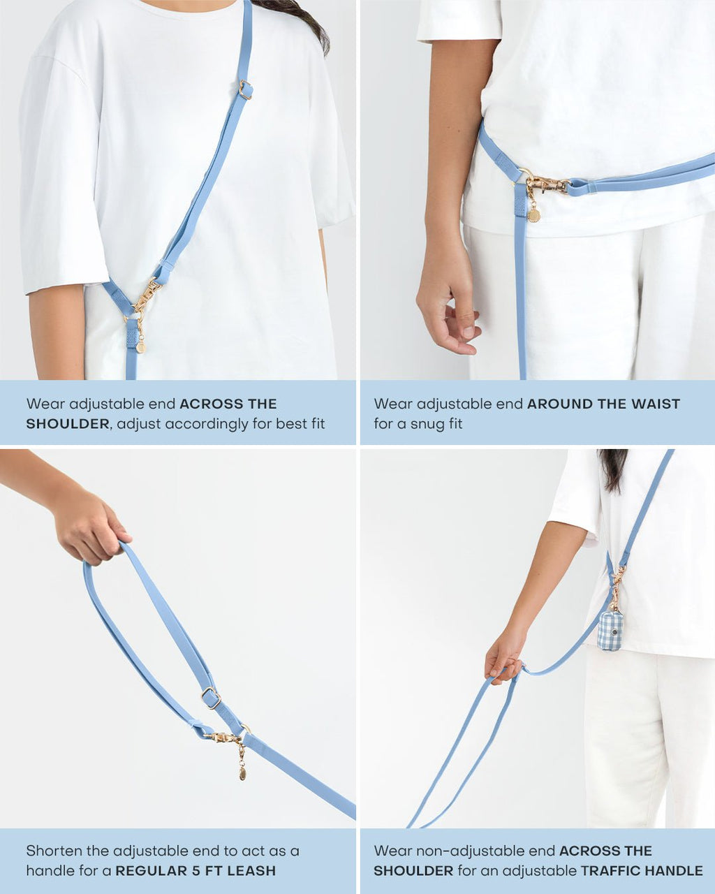 Perfect Pink 4-in-1 Convertible Hands Free Cloud Dog Leash (Standard leash preorder ship by 6/12)
